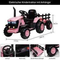 Garvee Rosa Elektrotraktor für Kinder 3-8 Jahre, 12V Battery, Mit Fernsteuerung & Anhänger