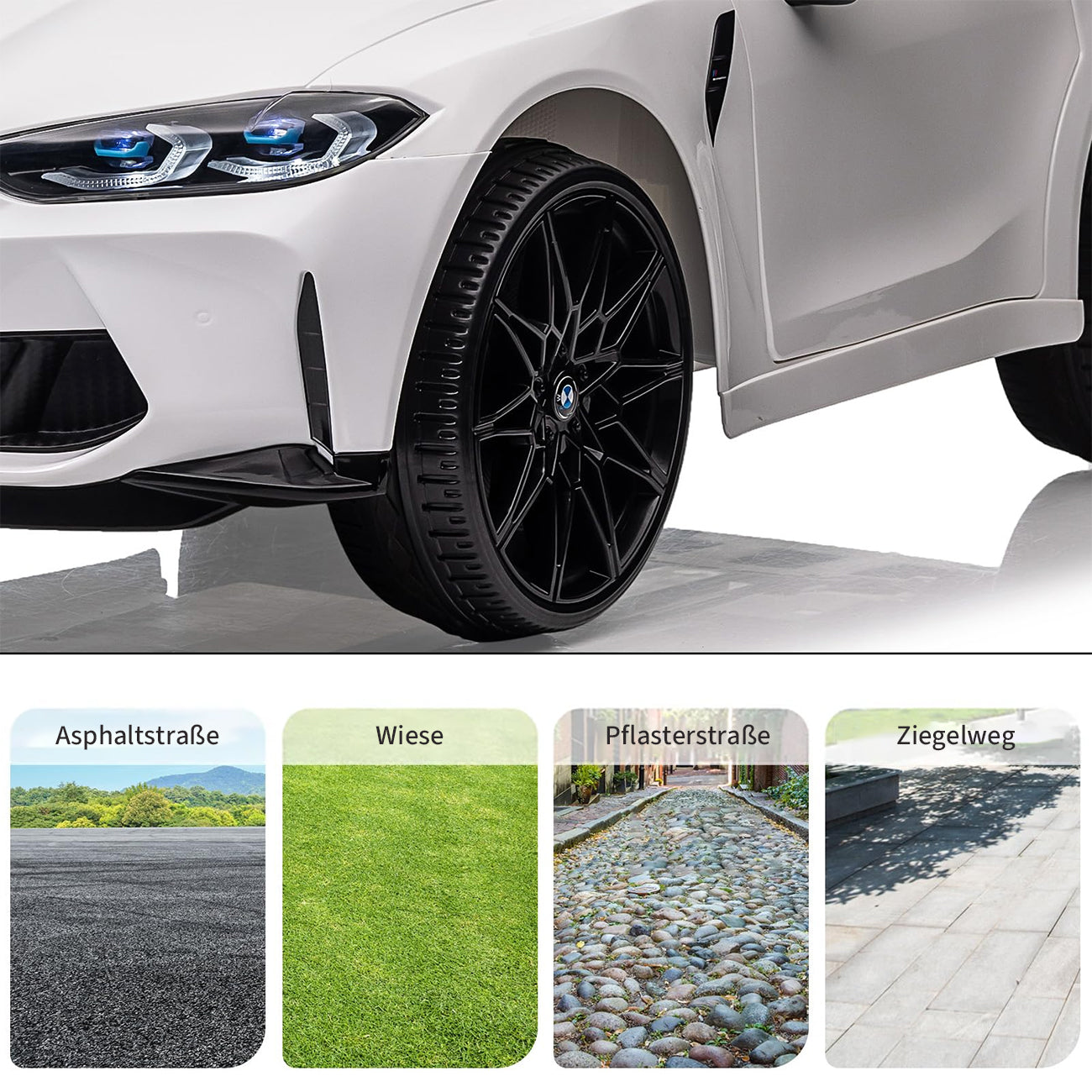 Garvee 12V BMW M4 Kinder Elektroauto – Weiß, Fernbedienung, Musik, Für 3–8 Jahre