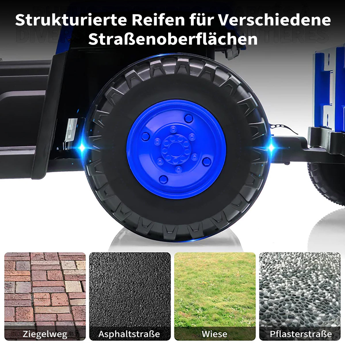 Kinder Elektrotraktor mit 8 Rädern und Federung