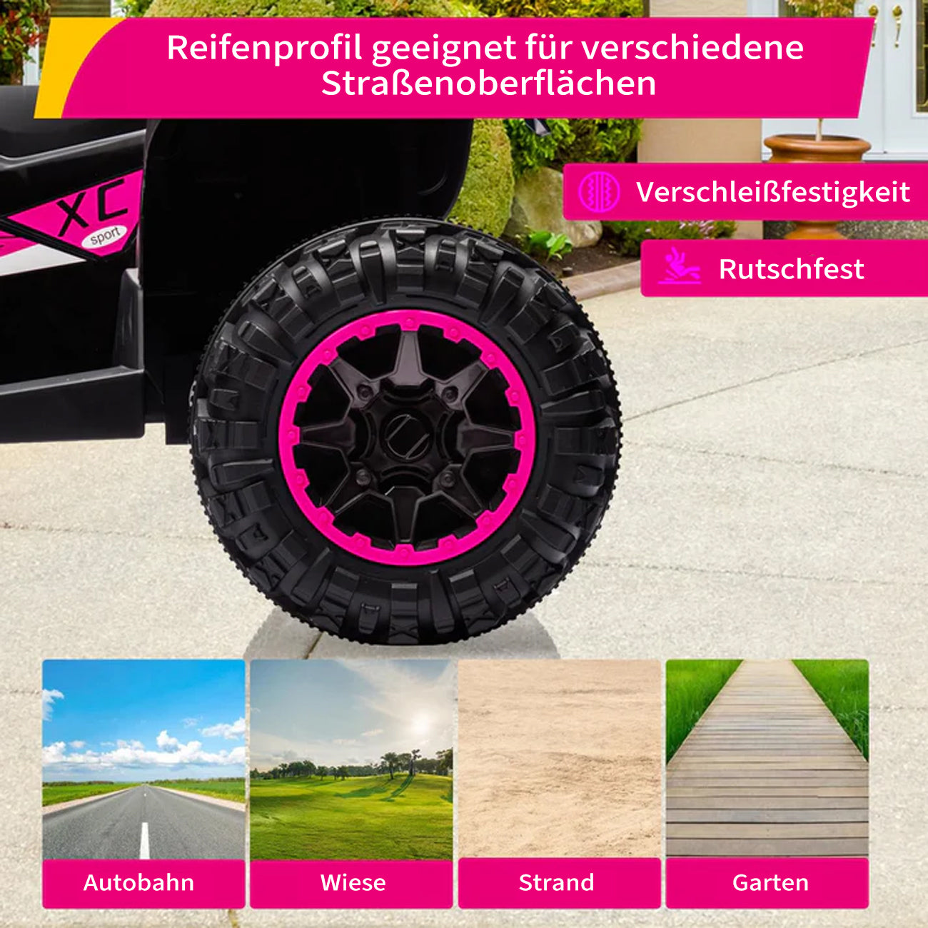 Große rutschfeste EVA-Reifen für Wiese, Asphalt, Strand und Gartenwege