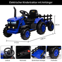 Garvee Blau 12V Elektrotraktor mit Fernbedienung, Kinder Ride On Traktor Spielzeug ab 3 Jahre