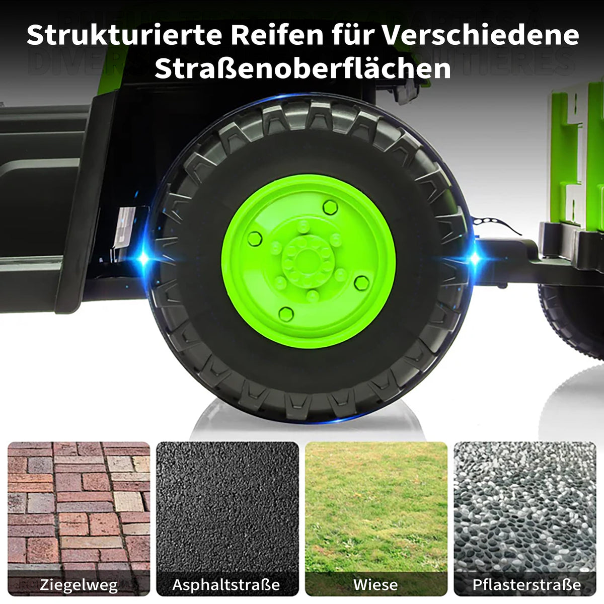 Kinder Elektrotraktor mit 8 Rädern und Federung