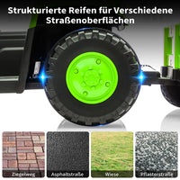 Garvee 12V Kindertraktor mit Doppelmotor in Grün - Robuster Elektrotraktor für Kinder ab 3-8 Jahren