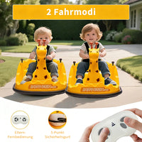 Garvee Kids Elektro Autoscooter 360° Drehung Giraffe Design Gelb mit LED für Kinder ab 3 Jahren