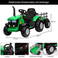 Garvee Grün Elektrotraktor für Kinder 3-8 Jahre, 12V Battery, Mit Fernsteuerung & Anhänger