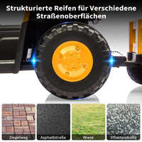 Garvee 12V Kindertraktor mit Doppelmotor in Gelb - Elektro Traktor Spielzeug für Jungen und Mädchen ab 3-8 Jahren