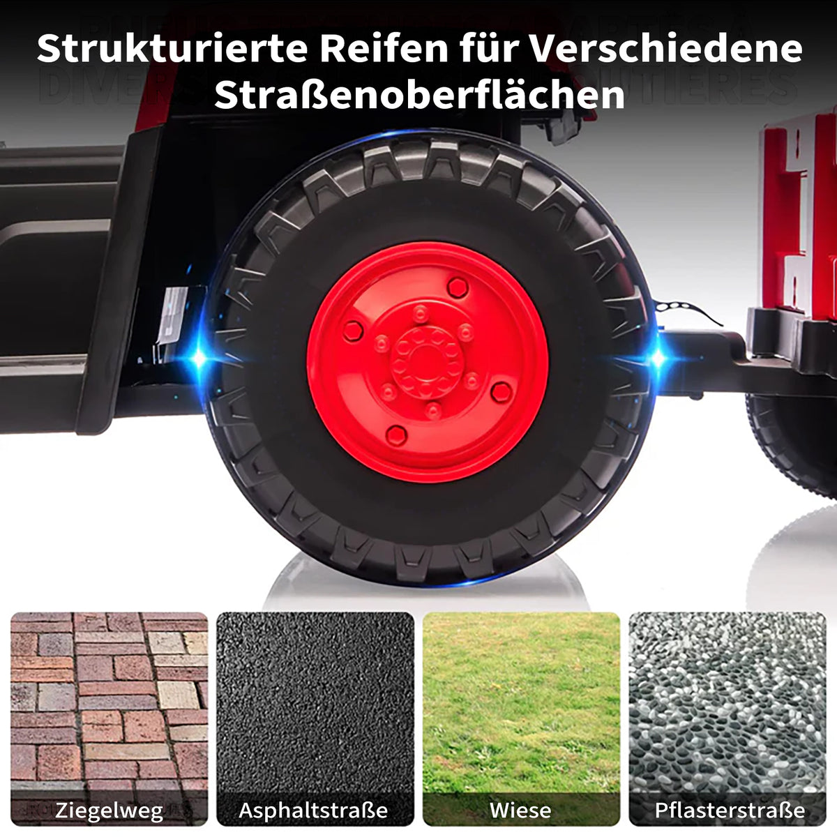 Kinder Elektrotraktor mit 8 Rädern und Federung