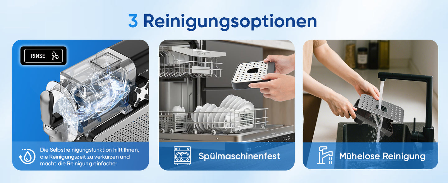 Slush-Eis-Maschine mit Selbstreinigungsfunktion und spülmaschinengeeigneten Teilen