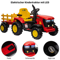 Garvee Rot 12V Kinder Elektro Traktor, Lenkbar per Fernbedienung, Spielzeugauto für Jungen
