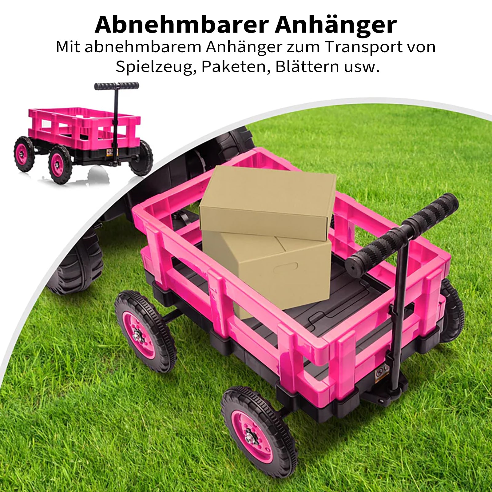 Garvee 12V Kindertraktor mit Doppelmotor in Pink - Kinder Elektroauto für Mädchen ab 3-8 Jahren