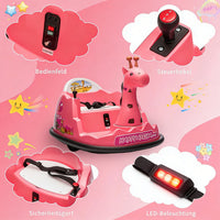 Garvee Kids Elektro Autoscooter 360° Drehung Giraffe Design Pink mit LED für Kinder ab 3 Jahren