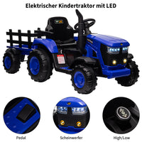 Garvee Blau 12V Elektrotraktor mit Fernbedienung, Kinder Ride On Traktor Spielzeug ab 3 Jahre