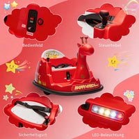 Garvee Kids Elektro Autoscooter 360° Drehung Giraffe Design Rot mit LED für Kinder ab 3 Jahren