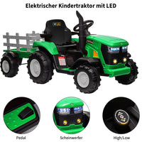 Garvee Grün Elektrotraktor für Kinder 3-8 Jahre, 12V Battery, Mit Fernsteuerung & Anhänger