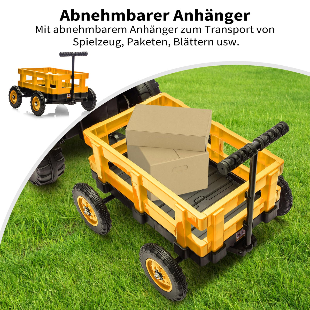 Garvee Kinder Elektrotraktor 12 V Gelb mit LED und Musik