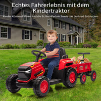 Garvee 12V Kindertraktor mit Doppelmotor in Rot - Elektrisches Spielzeugauto für Kinder ab 3-8 Jahren