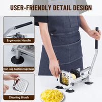 Garvee Horizontaler Pommes Schneider mit 1 cm & 1,3 cm Schneidegitter aus Edelstahl