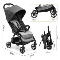 GARVEE Faltbarer Kinderwagen für Babys 0–36 Monate, Leichter Reisebuggy mit Verstellbarer Rückenlehne, Komfortabel und Platzsparend, Grau