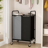 Garvee 2-Bag Laundry Sorter Cart 80L Mit Lockierbaren Rädern Für Zuhause, Robust, Groß, Leicht Beweglich - Schwarz & Grau – 2-teilige Taschen