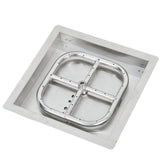 Garvee quadratische Einbau-Brennerschale 30 × 30 cm aus Edelstahl für Propan- und Erdgas-Feuerstellen, Silber - Silber