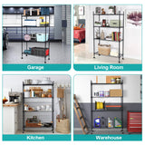 Garvee 4-Stufiges Verstellbares Schwerlast-Stahlregal 350 lbs Tragkraft Schwarzer Metallrahmen Küche & Garage