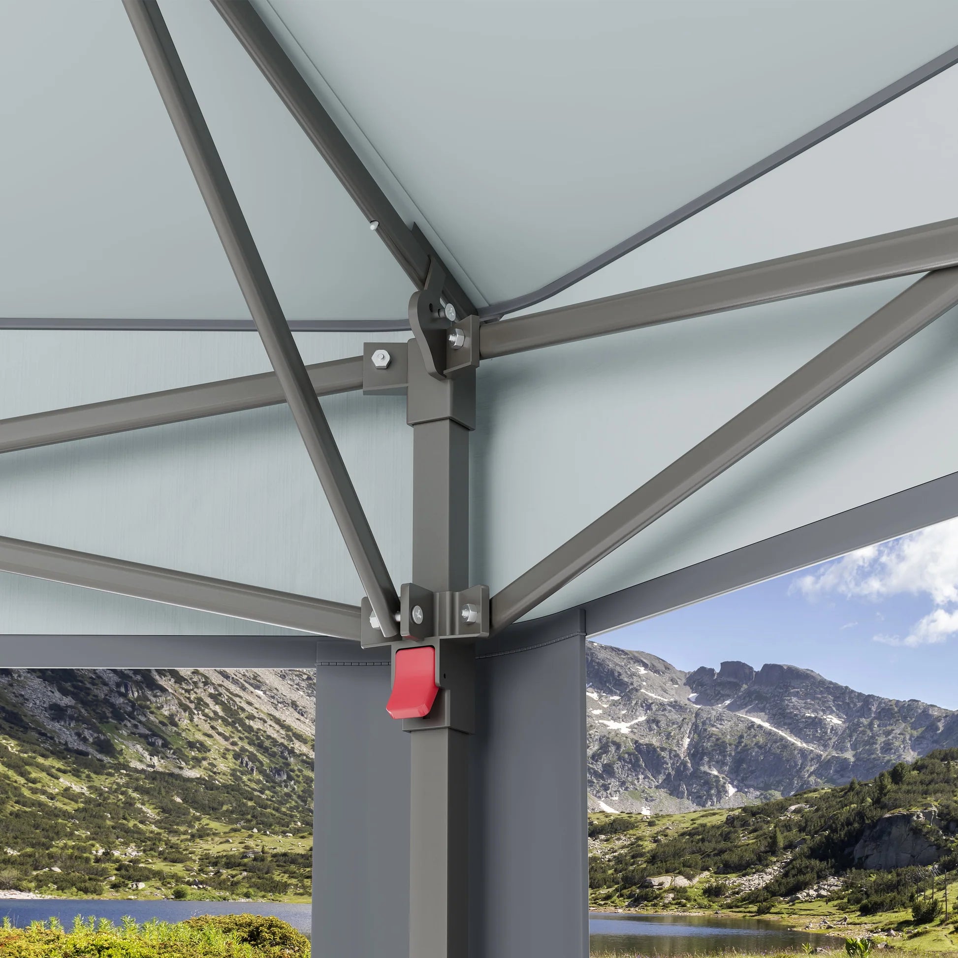 Garvee Hexagon Pavillon 4×4 m, Mit Moskitonetz, Wasserdicht, UV-Schutz, Höhenverstellbar, Grau
