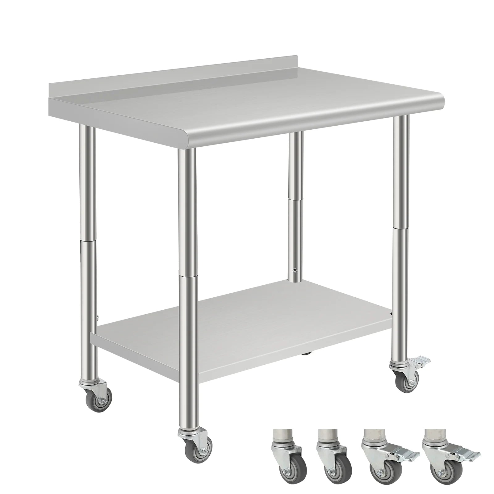 Garvee Edelstahl Arbeitstisch 91×61×89 cm, Mit Unterboden & Müllsackhalter, Für Küche & Gastronomie