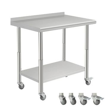 Garvee Edelstahl Arbeitstisch 91×61×89 cm, Mit Unterboden & Müllsackhalter, Für Küche & Gastronomie