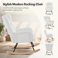 Garvee Schaukelstuhl Teddy Design, Hohe Rückenlehne, Weicher Plüsch, Modern, Komfortabel, Für Wohnzimmer & Schlafzimmer