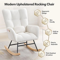 Garvee Schaukelstuhl Teddy Design, Hohe Rückenlehne, Weicher Plüsch, Modern, Komfortabel, Für Wohnzimmer & Schlafzimmer