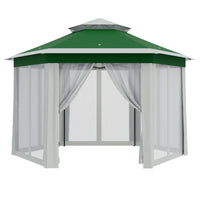 Garvee Hexagon Pavillon 4×4 m, Mit Moskitonetz, Wasserdicht, UV-Schutz, Höhenverstellbar, Grün