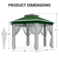 Garvee Hexagon Pavillon 4×4 m, Mit Moskitonetz, Wasserdicht, UV-Schutz, Höhenverstellbar, Grün