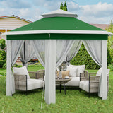 Garvee Hexagon Pavillon 4×4 m, Mit Moskitonetz, Wasserdicht, UV-Schutz, Höhenverstellbar, Grün - Grün