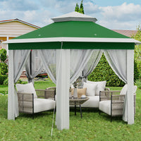 Garvee Hexagon Pavillon 4×4 m, Mit Moskitonetz, Wasserdicht, UV-Schutz, Höhenverstellbar, Grün