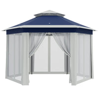 Garvee Hexagon Pavillon 4×4 m, Mit Moskitonetz, Wasserdicht, UV-Schutz, Höhenverstellbar, Blau