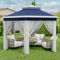 Garvee Hexagon Pavillon 4×4 m, Mit Moskitonetz, Wasserdicht, UV-Schutz, Höhenverstellbar, Blau