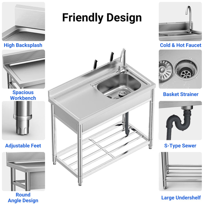 Große Arbeitsplatte mit Spritzschutz und integriertem Messerhalter