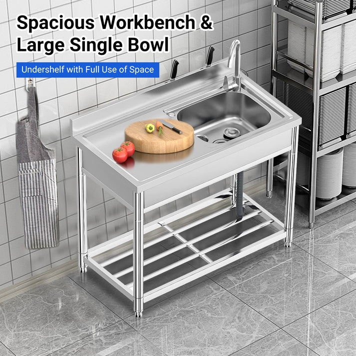 Großes, tiefes Edelstahl-Spülbecken mit Abfluss