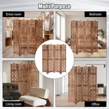 Garvee Holz Raumteiler 4-Panel Gefaltete Trennwand Massivholz & MDF Antik Braun Für Büro & Zuhause 5.57 FT Hoch - braun