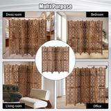 Garvee 6-Panel Raumteiler Aus Geschnitztem Holz, Antik Braun, 67" Hoch, Faltbar, Tragbar Für Büro & Schlafzimmer - braun