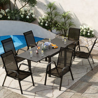 Garvee Stapelstühle Outdoor Set 4, Metallrahmen, Textilene, Atmungsaktiv, Für Garten & Terrasse, Schwarz