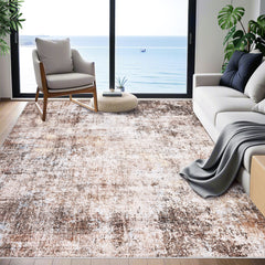 GARVEE Abstrakter Bereichsteppich 200x290cm Braun, Rutschfest, strapazierfähig & pflegeleicht Weicher Teppich für Wohnzimmer, Schlafzimmer, Esszimmer