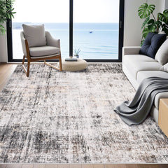 GARVEE Abstrakter Bereichsteppich 160x230cm Grau, Rutschfest, strapazierfähig & pflegeleicht Weicher Teppich für Wohnzimmer, Schlafzimmer, Esszimmer