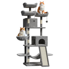 GARVEE Großer Katzenbaum 68,5'' mit Kratzpfosten, Hängematten, Plüsch, Sisal, Korb, für große Katzen, Wohnzimmer