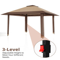 GARVEE Pop-Up Gazebo 4×4 m, Faltpavillon mit Moskitonetz, Robustes Stahlgestell, Wetterfest und Stabil für Garten, Terrasse und Outdoor-Events, Khaki