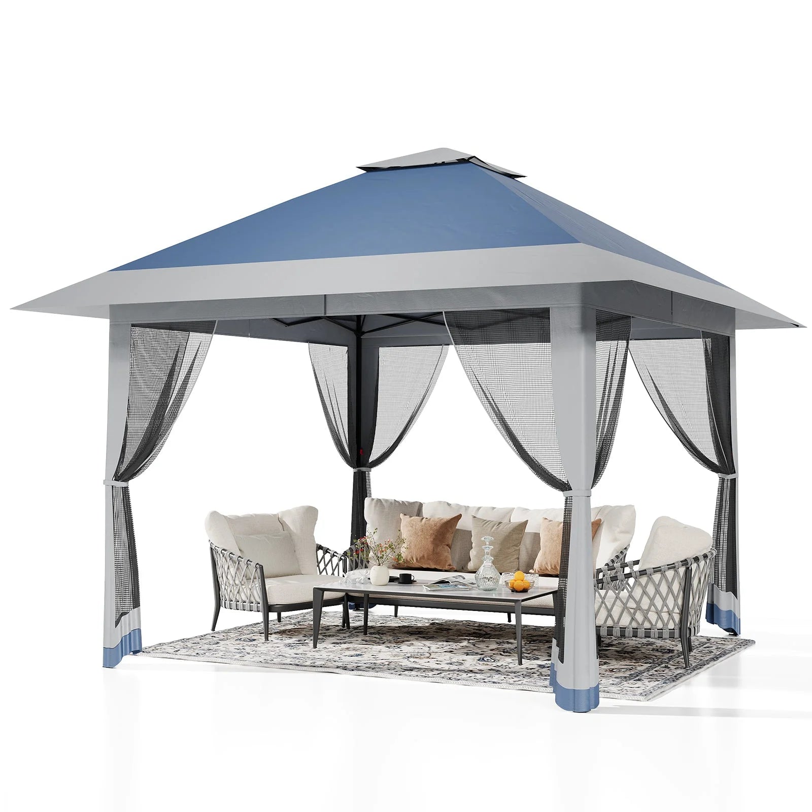 Garvee Pop Up Gazebo 4×4 m, Mit Moskitonetz, Stahlgestell, Für Garten & Terrasse