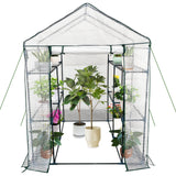 Garvee Garten-Gewächshaus 56 x 56 x 75 Zoll – Stahlrahmen, 3 Etagen, Roll-Up-Tür, Tragbar - Weiß