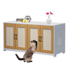 GARVEE Katze Katzenstreu Box Gehäuse Doppelraum Holz Sisal Türen Wohnzimmer Möbel 47 Zoll