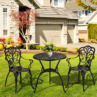 Garvee Bistro Set 3 Teilig, Gussaluminium, Mit Schirmloch, Retro Messing, Für Garten & Balkon