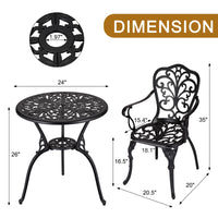 Garvee Bistro Set 3 Teilig, Gussaluminium, Mit Schirmloch, Retro Messing, Für Garten & Balkon